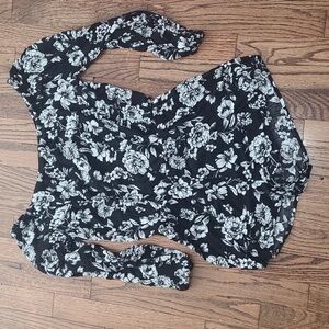 Floral Black and White Romper